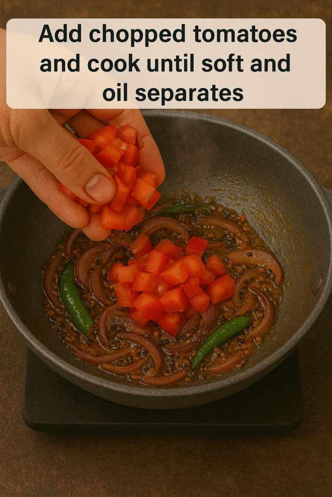 Chopping Tomatoes for Curry Preparation