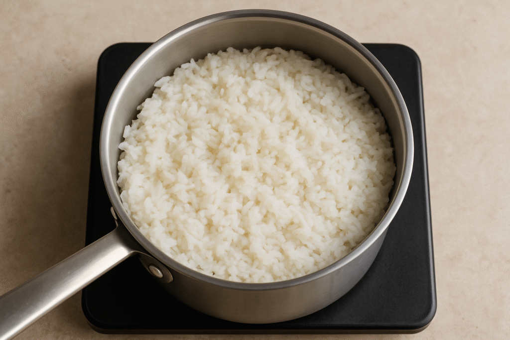 Freshly Cooked Rice in Pot