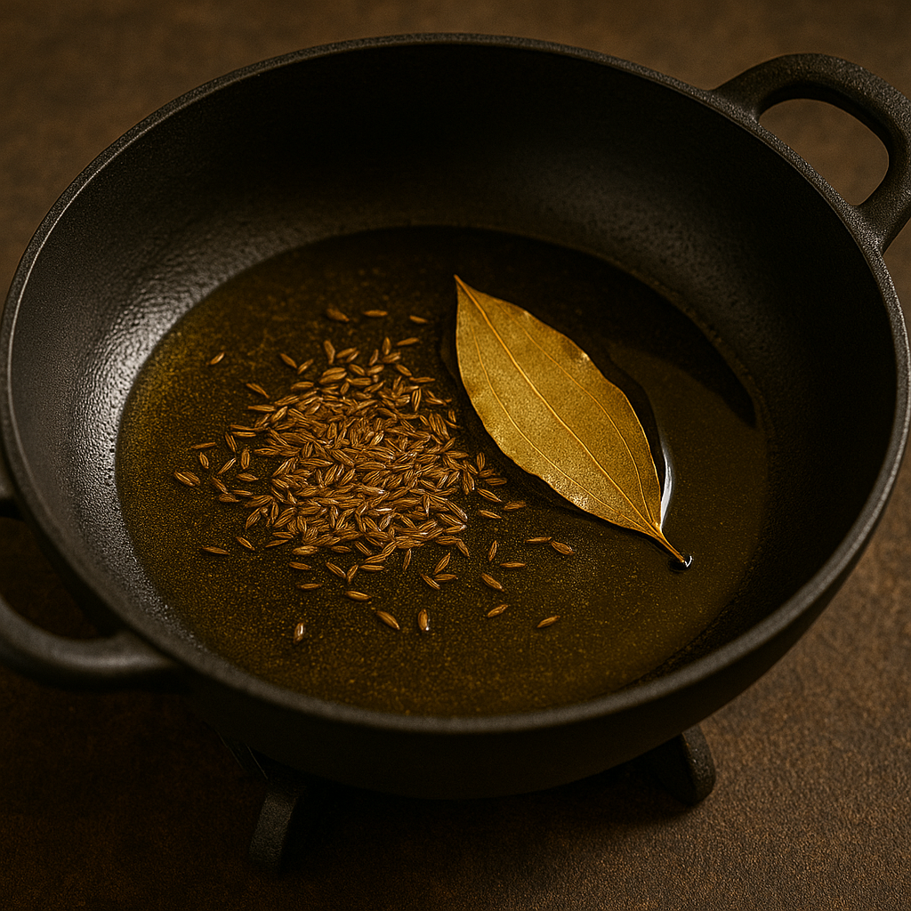 Sauteing Spices in Iron Pan